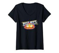 Womens Amazing Wife Galaxy Stars Design for Loving Spouse V-Neck T-Shirt