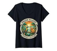 Women's Amazon Wildlife Rainforest Adventure Vintage Jungle Brazil V-Neck T-Shirt