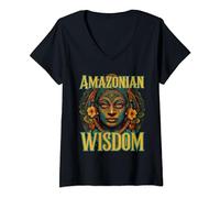 Womens Amazonian Wisdom indigenous art style design V-Neck T-Shirt