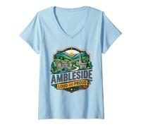Women's Ambleside Lake District Cumbria Hiking Walking Born Bred V-Neck T-Shirt