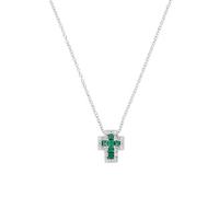 Women's Amen 925 Silver cross necklace with white and green zircons CLCRREBBVZ3