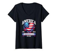 Women's America 250th Independence 4th of July V-Neck T-Shirt