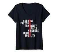 Womens America Courage Freedom Rights Diversity Justice Equality V-Neck T-Shirt