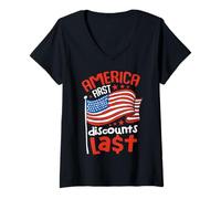 Womens America First, Discounts Last V-Neck T-Shirt