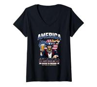 Women's America Happy 250 4th of July Independence Day V-Neck T-Shirt