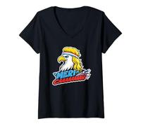 Women's America Meri-caaaaaaw Funny Patriotic Eagle V-Neck T-Shirt