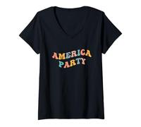 Womens America Party Freedom Independence Day Liberty Free Speech V-Neck T-Shirt