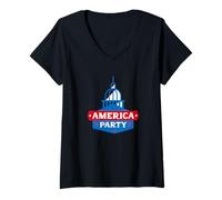Womens America Party Multiple Parties Patriot Freedom Independence V-Neck T-Shirt