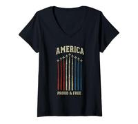 Womens America Proud & Free Vintage Jet Formation V-Neck T-Shirt
