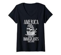 Women's America was Built By Immigrants Since 1492 History V-Neck T-Shirt