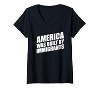 Womens America was Built by Immigrants V-Neck T-Shirt