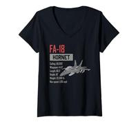 Womens American Aircraft 4th gen fighter jet F18 hornet V-Neck T-Shirt