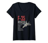 Womens American Aircraft Stealth Fighter F35 lightning V-Neck T-Shirt