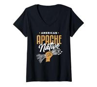 Womens AMERICAN APACHE NATIVE - Fist of Arrows - Indian Culture V-Neck T-Shirt