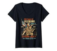 Womens American Army 250th Anniversary Defending Liberty 1775 2025 V-Neck T-Shirt