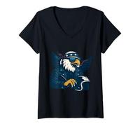 Womens American Biker Eagle Spirit of Freedom and Power V-Neck T-Shirt