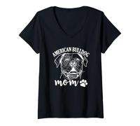 Women's American Bulldog Mom Pet V-Neck T-Shirt