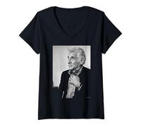Womens American Conductor Leonard Bernstein by Michael Grecco V-Neck T-Shirt