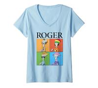 Womens American Dad Roger Disguises Pop Art Cartoon V-Neck T-Shirt