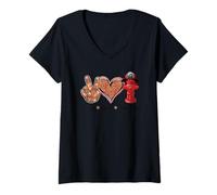 Womens American Firefighter Runs Towards The Flames fire Wife V-Neck T-Shirt