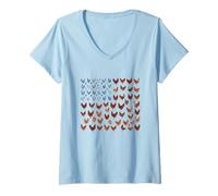 Women's American Flag Chicken Mom USA 4th of July Farmer Ranch V-Neck T-Shirt