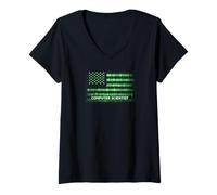 Women's American Flag Code Computer Scientist Pride V-Neck T-Shirt