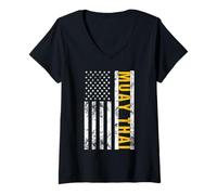 Womens American Flag Muay Thai Patriotic Nak Muay V-Neck T-Shirt