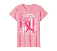 Womens American Flag Pink Awareness 25 Year Breast Cancer Survivor T-Shirt