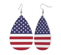 Womens American flag Print Leather Earrings Teardrop Dangle Earrings Jewelry Outfits Accessories