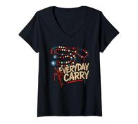 Womens American Flag Rosary Catholic V-Neck T-Shirt