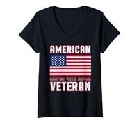 Women's American Flag Served with Honor Veteran Tribute V-Neck T-Shirt