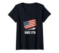 Women's American Flag Since 1776 Independence Day Pride V-Neck T-Shirt