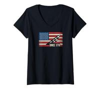 Women's American Flag Since 1776 Independence Day Pride V-Neck T-Shirt