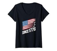 Women's American Flag Since 1776 Independence Day Pride V-Neck T-Shirt