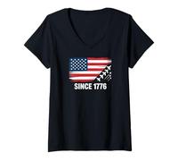 Women's American Flag Since 1776 Independence Day Pride V-Neck T-Shirt