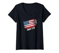 Women's American Flag Since 1776 Independence Day Pride V-Neck T-Shirt