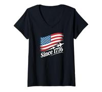 Women's American Flag Since 1776 Independence Day Pride V-Neck T-Shirt