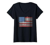 Womens American Flag Submarine Patriotic Veteran V-Neck T-Shirt