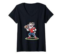 Women's American Football Goat Quarterback Player V-Neck T-Shirt