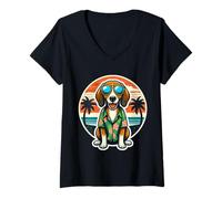 Womens American Foxhound Dog Owner Summer Vibes Vacation Holiday V-Neck T-Shirt