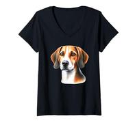 Womens American Foxhound Dog Portrait V-Neck T-Shirt