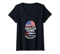 Women's American Grown Cuban Roots Cuba Roots Heritage V-Neck T-Shirt