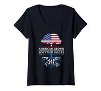 Womens American Grown with Scottish Roots - Scotland V-Neck T-Shirt