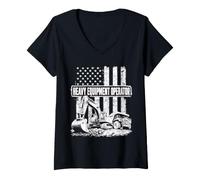 Women's American Heavy Equipment Operator V-Neck T-Shirt