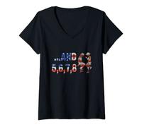 Womens American Line Dance Dancing Dancer Cowboy Cowgirl Musi V-Neck T-Shirt