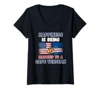Womens American Married to Cabo Verde Flag Verdian USA Cape Verde V-Neck T-Shirt