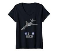 Women's American Military Strategic Aircraft B1 Lancer V-Neck T-Shirt
