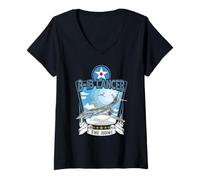 Women's American Military Strategic Aircraft B1 Lancer V-Neck T-Shirt