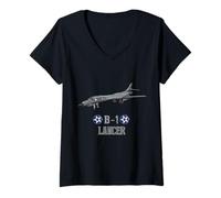 Women's American Military Strategic Aircraft B1 Lancer V-Neck T-Shirt