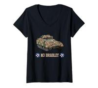 Womens American Military Tank Vehicle IFV M3 Bradley V-Neck T-Shirt